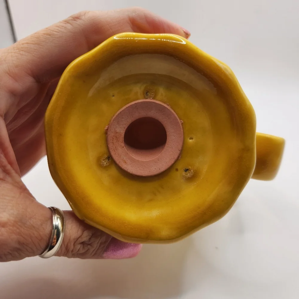 Vintage Yellow Ceramic Pottery Cheese Shaker